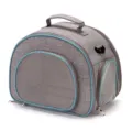Portable breathable gray cat and dog carrier bag with foldable design - Grey with Light Blue
