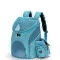 Hellblauer atmungsaktiver Haustier-Rucksack mit Netzfenstern für kleine Katzen und Hunde - Hellblau