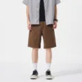 Pantalones cortos cargo utilitarios casuales marrones para hombre, corte ancho verano. - 28 / Bottoms / Café