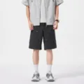 Pantalones cortos cargo de algodón pesado para hombre corte recto cinco puntos verano moda - 28 / Bottoms / Gris