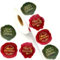 Festliche Weihnachts-Siegelaufkleber Rolle mit Merry Christmas Gruß und Hirschmotiven - Weihnachtsbuchstaben Aufkleber / 500 Stück/Packung