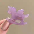 Koreanischer Acetat-Pony-Haarklammer, kleine lila Schaukelpferd-Haarspange für Damen. - Pony Haarklammer (P109-2#) / S / Lila