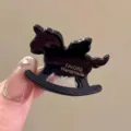 Schwarze Acetat Schaukelpferd Haarklammer Mini Haarschmuck fuer Damen taegliches Styling elegante - Pony Haarklammer (P109-4#) / S / Schwarz