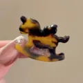 Koreanische Acetat Schaukelpferd Haarklammer kleine Schildpatt Haarspange für Damen Halbdutt Styling. - Brauner Leopard