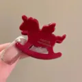 Koreanischer Acetat Schaukelpferd Haarklammer kleine Größe niedlich elegante Seiten Pony - Rot