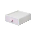 Witte bureau-organizer met roze ruitjespatroon en een hartvormig handvat - Roze