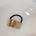 Gold metal textured hair tie elastic rope ponytail holder fashion hair accessories - Arch Style / Gold