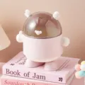 Mini poubelle de bureau mignonne en forme de personnage rose avec couvercle transparent - Rose