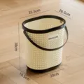 Nordischer minimalistischer Wäschekorb aus Kunststoff mit Griff und Größenangaben - Schwarz+Gelb
