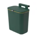 Dunkelgrüner Wand-Mülleimer mit Deckel und Goldrand für Küche und Badezimmer - Grün