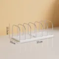 Minimalistisches weißes Schreibtisch-Bücherregal mit sieben Edelstahl-Trennwänden - JW2150 Einfache Buchstütze / Weiß