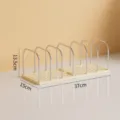 Cremefarbener Schreibtisch-Organizer mit 6 Metallteilern, 37x15x13,5 cm - JW2150 Einfache Buchstütze / Gelb