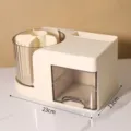 Minimalistischer drehbarer Schreibtisch-Organizer für Stifte und Make-up in Cremeweiß - Große Schublade Mit Spiegel / Gelb