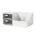 Minimalistischer weißer Schreibtisch-Organizer mit Schubladen und offenen Fächern - Weiß