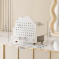 Cremefarbener Organizer in Hausform mit Stecktafel und Taschentuchhalter, 22x14,5x23 cm - JLG25031 Weiß