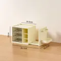 Beiger ausziehbarer Schreibtisch-Organizer mit 3 Schubladen und Stecktafel-Element - Milchgelb