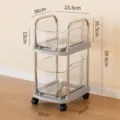 Mobiler zweistufiger Aufbewahrungswagen mit transparenten Boxen, Maß 28x36x59.6cm - Grau/Transparent