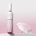Premium peachy pink gradient 24-rib folding umbrella for sun and rain protection - 20 Ribs Windproof Style / Gradient Peach Pink