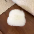 White furry hair claw clip, plush shark clip for women, soft winter hair styling accessory. - About 5cm / Cream