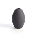 Elegant minimalist dark grey textured ceramic vase with a modern oval egg shape design - Small Black Tang Style Figurine