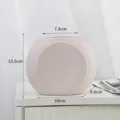 Vase minimaliste en céramique crème mat avec dimensions de 13,5 cm de haut et 16 cm de large - Rond Rayé / Rose