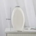 Vase en céramique blanc crème mat de style nordique minimaliste, 22,5x13,2x5,5 cm - Ovale Nervuré / Blanc