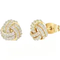 Pendientes de tuerca con nudo de circonita dorados, joyería de moda elegante y chic para uso diario. - Pendientes de botón triangulares trenzados con estrás (dorado)