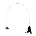 Black suction cup cat teaser wand with flexible wire and feather bell toy - Suction Cup Cat Teaser Wand - Black