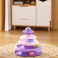Giocattolo interattivo per gatti a forma di polpo a tre livelli con palline colorate. - Viola