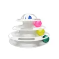 Gatto girevole a tre livelli con palline colorate interattive - Bianco Tipo 1