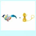 Interaktives Plüschvogel-Katzenspielzeug mit verstellbarem gelbem Gummiseil und Ring - Rotkehlchen mit elastischem Seil Katzenspielzeug / Einzeleinheit / Blau