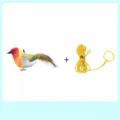 Interaktives Plüschvogel-Katzenspielzeug-Set mit gelbem Gummiseil und Fingerring - Sonnensittich mit elastischem Seil Katzenspielzeug / Einzeleinheit / Orange