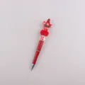 Christmas beaded ballpen with cute candy cane pendant, red pom pom and snowflake bead. - Candy Cane