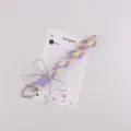 Handgemaakte gevlochten telefooningang met zilveren strik, paars en geel touw en hart. - Paars & Geel