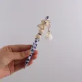 Cute beadable gel pen with poodle charm and fluffy pom pom decoration for daily writing use - Milky White