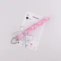 Roze gevlochten telefoonkoord handgemaakte tas bedel met zilveren hart sluiting en strikje - Dubbel Roze