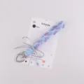 Handgemaakte geweven telefoonkoord tas bedel blauw paars gevlochten zilveren strik - Blauwpaars