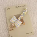 Cute plaid bow braided keychain and bag charm with heart clasp, sweet style accessory for gifts. - Yellow