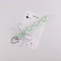 Zilveren strik groene witte gevlochten telefoonkoord parel tas hanger variant model - Groen/Wit