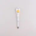 Penna a Sfera con Perline DIY Grazioso Fiocco Perline Silicone Penna Scrittura Plastica - Bianco