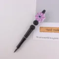 Creative handmade silicone spider web beaded ballpoint pen unique black office writing stationery - Purple