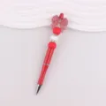 Handgemaakte siliconen strik kralen balpen, creatieve DIY kristallen ring schrijfpen. - Rood