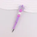 Paarse kraal balpen met glinsterende strik, schattige DIY briefpapier voor school en kantoor. - Paars