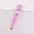 Schattige roze siliconen strik kralen balpen, DIY creatieve plastic schrijfpen voor dagelijks. - Roze