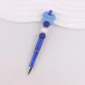 Blauwe kraal balpen met siliconen strik, creatieve DIY handgemaakte schattige pen. - Saffierblauw