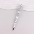 DIY kralen balpen zilveren metalen loop met glitter strik en grijze kralen variant - Zilver