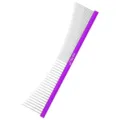 Pettine curvo professionale viola con denti in acciaio inossidabile per la cura degli animali - Pettine Curvo con Manico Ovale Luna / 16cm / Rosso