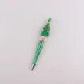 Grüner Weihnachtsbaum Perlen Kugelschreiber mit Silikon Aufsatz und festlichem Schneeflocken - Grüner Weihnachtsbaum
