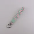 Handgemachte geflochtene Handyschlaufe mit rosa grünen Perlen süßer Herzverschluss - Rosa & Grün