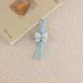Blue Plaid Bowknot Phone Charm Cute Bag Pendant Keychain Accessory for Women Girls Daily Use - Blue Bow